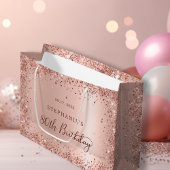 Modern Roos Gouden Glitter Folie Monogram Verjaard Groot Cadeauzakje