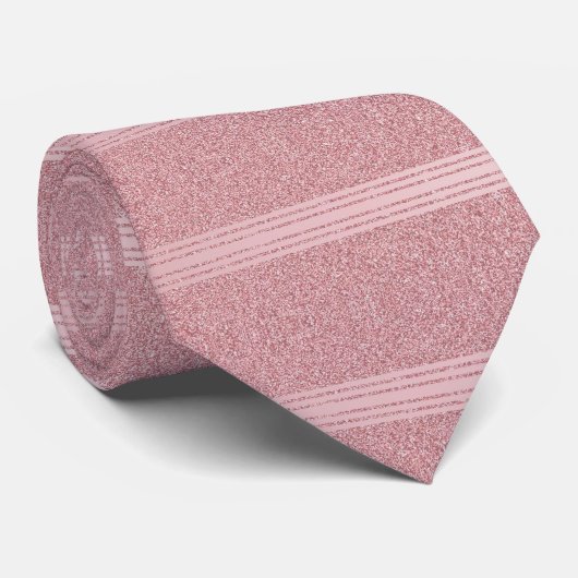 Modern Roos Gouden Glitter Gestreept Elegant Patro Stropdas (Opgerold)