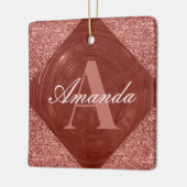 Modern Roos Gouden Glitter Girly Monogram Keramisch Ornament (Links)