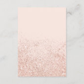 Modern roos gouden glitter insert details bruiloft informatiekaartje (Achterkant)