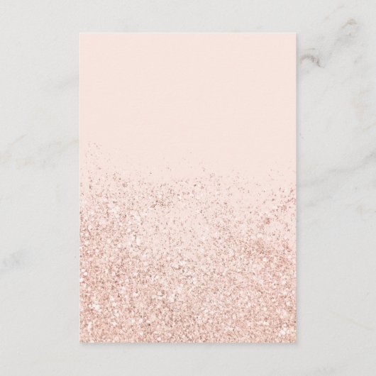 Modern roos gouden glitter insert details bruiloft informatiekaartje (Achterkant)