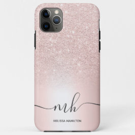 Modern roos gouden glitter metallic monogrammed Case-Mate iPhone case