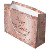 Modern Roos Gouden Glitter Monogram 70ste Verjaard Groot Cadeauzakje (Achterkant Gekanteld)