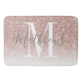 Modern Roos Gouden Glitter Monogram Familienaam Badmat (Voorkant)