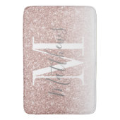 Modern Roos Gouden Glitter Monogram Familienaam Badmat (Voorkant Verticaal)