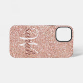 Modern Roos gouden glitter monogrammed iPhone Hoesje (Achterkant horizontaal)