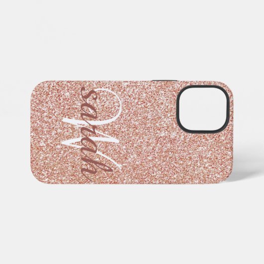 Modern Roos gouden glitter monogrammed iPhone Hoesje (Achterkant horizontaal)