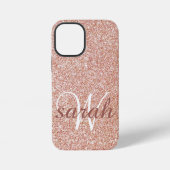Modern Roos gouden glitter monogrammed iPhone Hoesje (Achterkant)