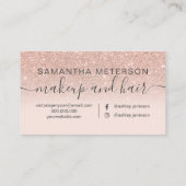 Modern roos gouden glitter ombre blush make-up haa visitekaartje (Achterkant)