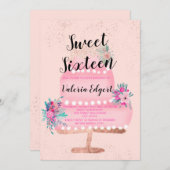 Modern roos gouden glitter roze floral cake Sweet  Kaart (Voorkant / Achterkant)