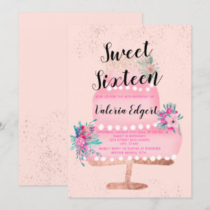 Modern roos gouden glitter roze floral cake Sweet  Kaart
