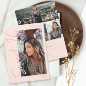 Modern roos gouden glitter script 4 foto's Sweet 1 Kaart