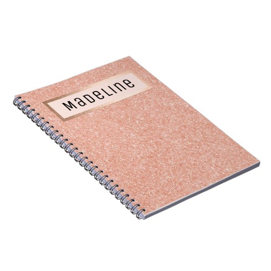 Modern Roos Gouden Glitter Sparkles Girly Notitieb Notitieboek (Rechterzijde)