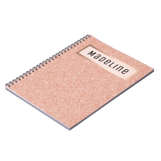 Modern Roos Gouden Glitter Sparkles Girly Notitieb Notitieboek (Linkerzijde)
