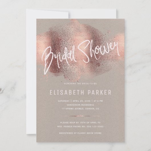 Modern roos gouden glitter typografie vrijgezellen kaart (Voorkant)