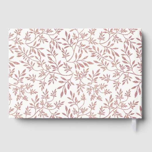 Modern roos gouden glitter verlaat bruiloft gasten gastenboek (Achterkant)