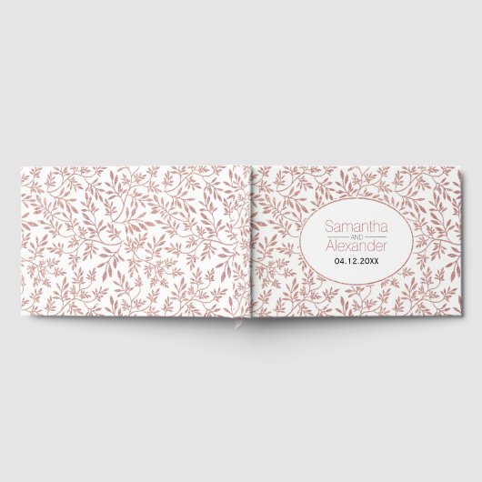 Modern roos gouden glitter verlaat bruiloft gasten gastenboek (Volledig)