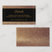 Modern roos gouden glitter zwarte bruiloft informatiekaartje (Voorkant / Achterkant)