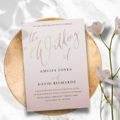 Modern Roos Gouden Kalligrafie Bruiloft Kaart