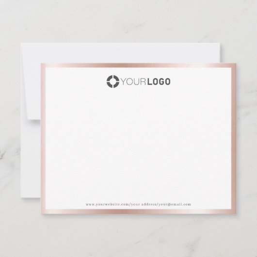 Modern roos gouden logo gepersonaliseerde briefpap bedankkaart (Voorkant)