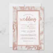 Modern Roos gouden marmeren bruiloft Kaart (Voorkant)