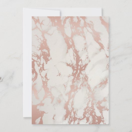 Modern Roos gouden marmeren bruiloft Kaart (Achterkant)