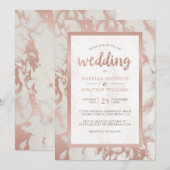 Modern Roos gouden marmeren bruiloft Kaart (Voorkant / Achterkant)