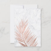 Modern roos gouden palmboom marmer RSVP bruiloft (Achterkant)
