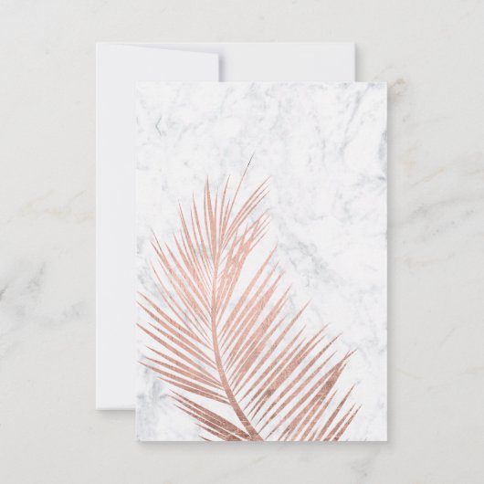 Modern roos gouden palmboom marmer RSVP bruiloft (Achterkant)