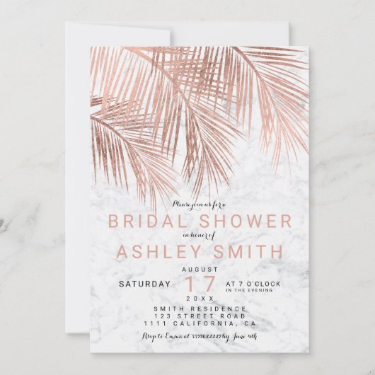 Modern roos gouden palmboom marmer Vrijgezellenfee Kaart (Voorkant)