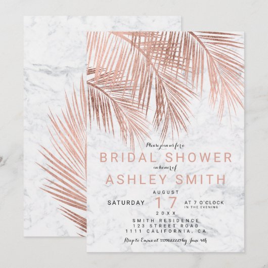 Modern roos gouden palmboom marmer Vrijgezellenfee Kaart (Voorkant / Achterkant)