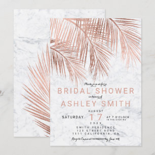 Modern roos gouden palmboom marmer Vrijgezellenfee Kaart