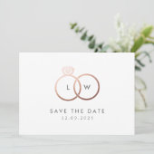 Modern Roos gouden ring monogram Kaart (Staand voorkant)