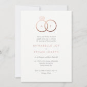 Modern Roos gouden ringen blush bruiloft uitnodigi Kaart (Voorkant)