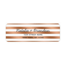 Modern Roos Gouden Strepen Bruiloft Retouradres