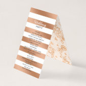 Modern Roos Gouden Strepen Trouwceremonie Programm Kaart (Achterkant)