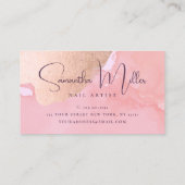 Modern roos gouden waterverf nagels visitekaartje (Achterkant)