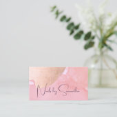 Modern roos gouden waterverf nagels visitekaartje (Staand voorkant)