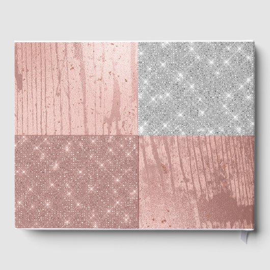 Modern Roos Gouden Zilveren Glitter Foto Quinceañe Gastenboek (Achterkant)