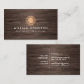  Modern Roos Gouden Zon Logo op Dark Wood Visitekaartje (Voorkant / Achterkant)