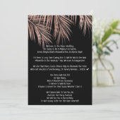 Modern roos gouden zwarte tropische palmboom bruil kaart (Staand voorkant)