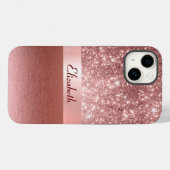 Modern Roos Goudfolie Faux Glitter Monogram Case-Mate iPhone Case (Achterkant (horizontaal))