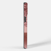 Modern Roos Goudfolie Faux Glitter Monogram Case-Mate iPhone Case (Achterkant / Rechts)