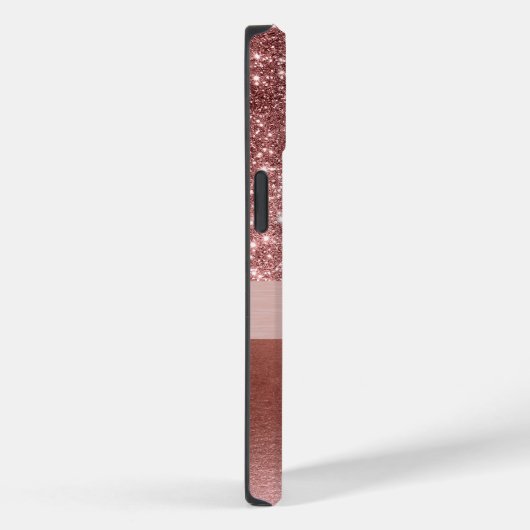 Modern Roos Goudfolie Faux Glitter Monogram Case-Mate iPhone Case (Achterkant / Rechts)