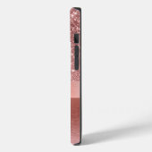 Modern Roos Goudfolie Faux Glitter Monogram Case-Mate iPhone Case (Achterkant / Links)