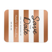 Modern Roos Goudfolie Strepen Trendy Save the Date Magneet (Horizontaal)