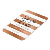 Modern Roos Goudfolie Strepen Trendy Save the Date Magneet (Linkerzijde)