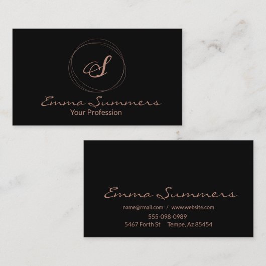 Modern Roos goudfolie  Visitekaartje (Voorkant / Achterkant)