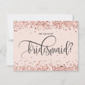 modern roos goudglitter zal je mijn bruidsmeisje z kaart (Voorkant)