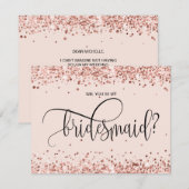 modern roos goudglitter zal je mijn bruidsmeisje z kaart (Voorkant / Achterkant)